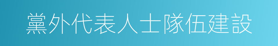 黨外代表人士隊伍建設的同義詞