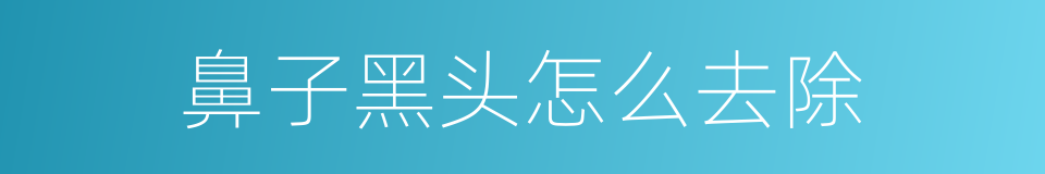 鼻子黑头怎么去除的同义词