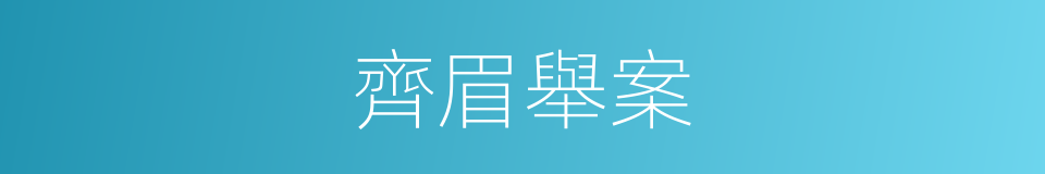 齊眉舉案的同義詞