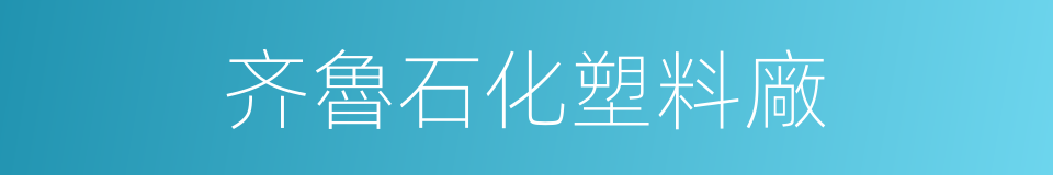 齐魯石化塑料廠的同義詞