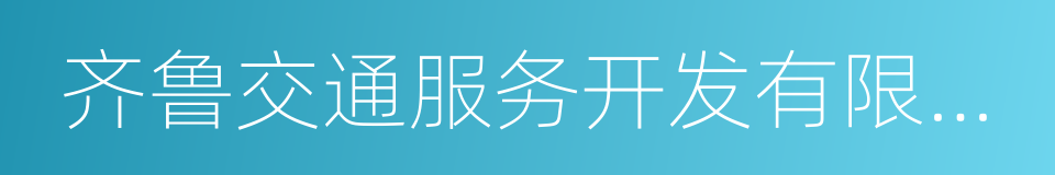 齐鲁交通服务开发有限公司的同义词