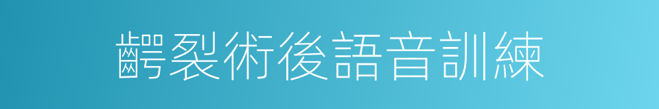 齶裂術後語音訓練的同義詞