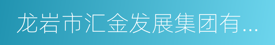 龙岩市汇金发展集团有限公司的同义词