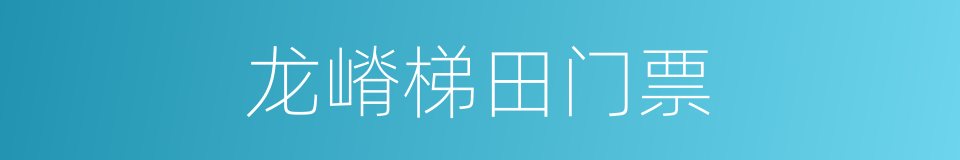 龙嵴梯田门票的同义词