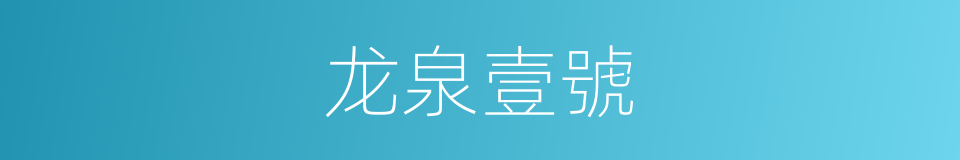 龙泉壹號的同義詞