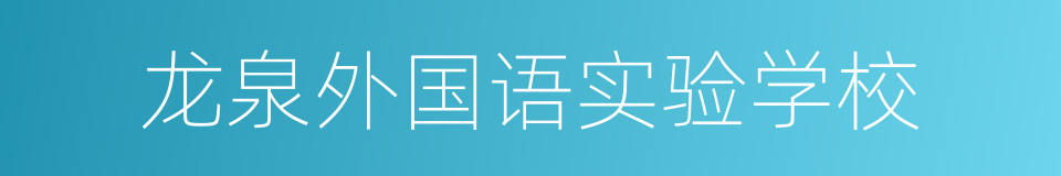 龙泉外国语实验学校的同义词