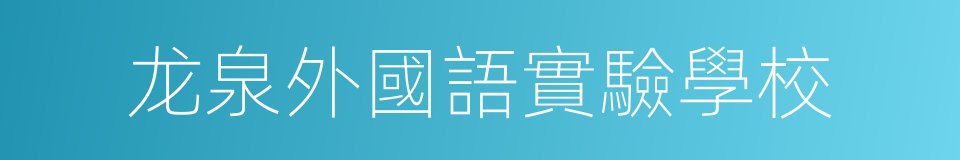 龙泉外國語實驗學校的同義詞