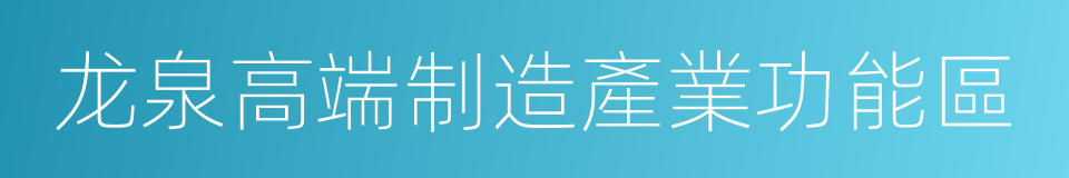 龙泉高端制造產業功能區的同義詞