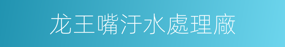 龙王嘴汙水處理廠的同義詞