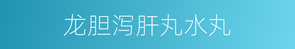 龙胆泻肝丸水丸的同义词