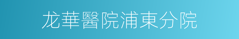 龙華醫院浦東分院的同義詞