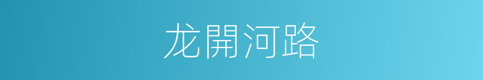 龙開河路的同義詞