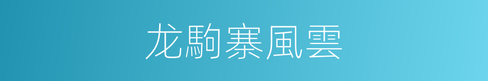 龙駒寨風雲的同義詞