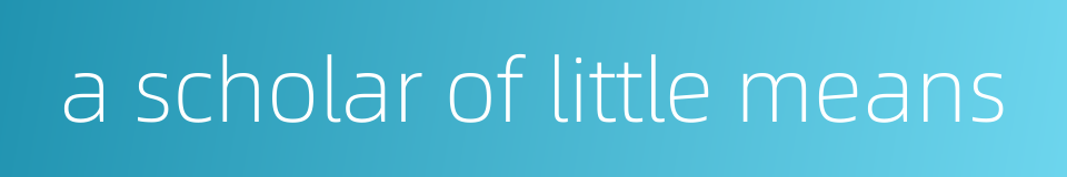 a scholar of little means的同义词