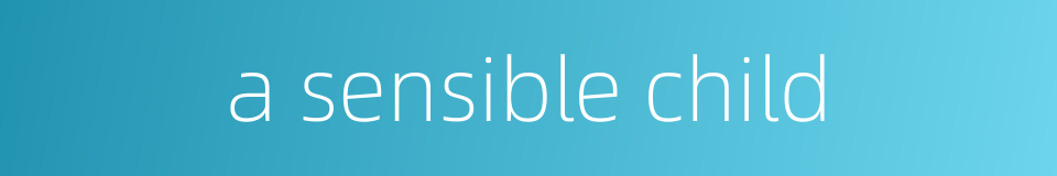 a sensible child的同义词