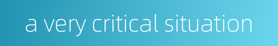 a very critical situation的同义词