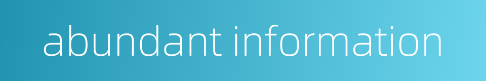 abundant information的同义词