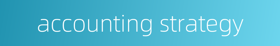 accounting strategy的同义词