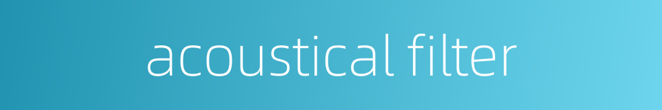 acoustical filter的同义词