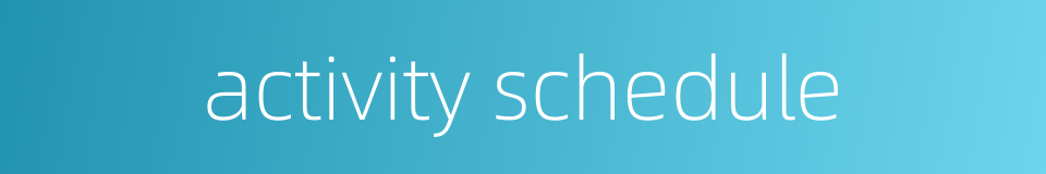 activity schedule的同义词