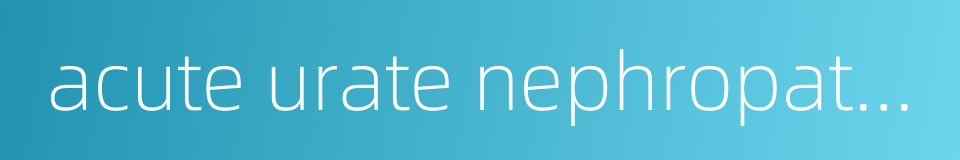acute urate nephropathy的同义词
