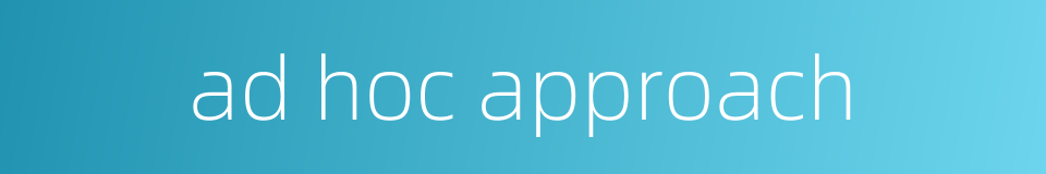 ad hoc approach的同义词