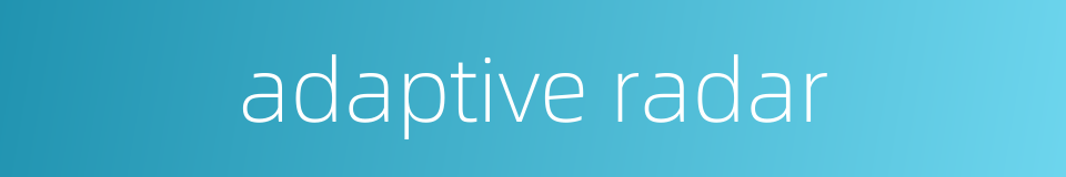 adaptive radar的同义词