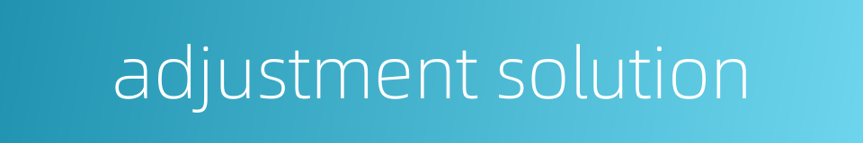 adjustment solution的同义词