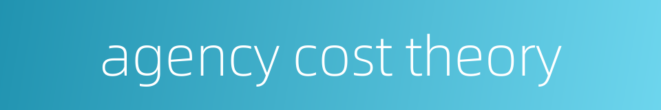 agency cost theory的同义词