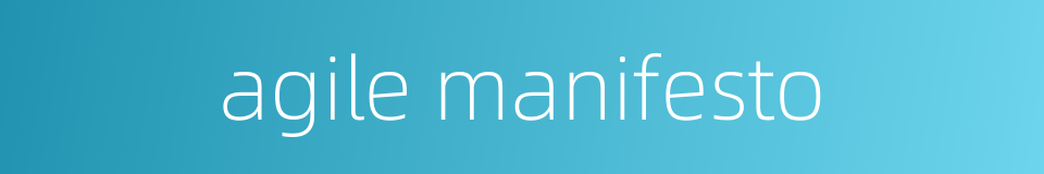 agile manifesto的同义词