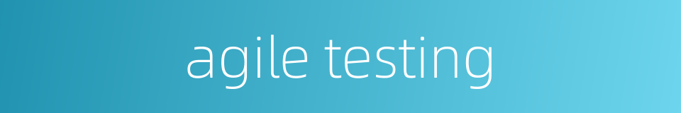 agile testing的同义词