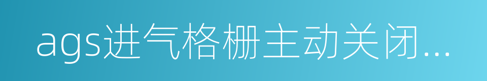 ags进气格栅主动关闭系统的同义词