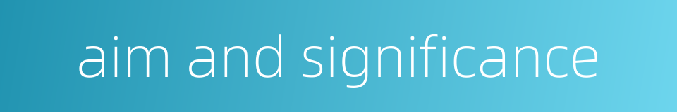 aim and significance的同义词