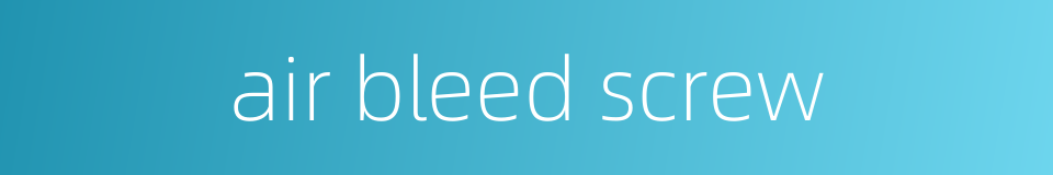 air bleed screw的同义词