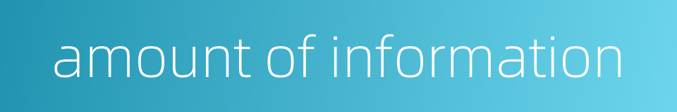 amount of information的同义词