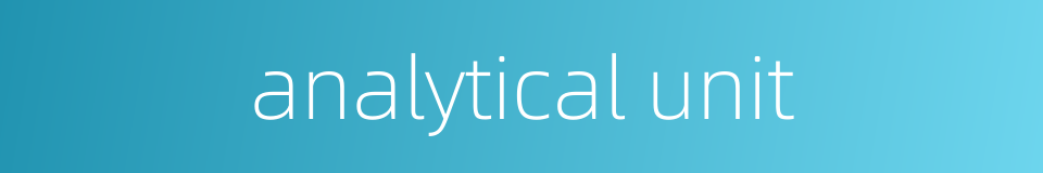 analytical unit的同义词