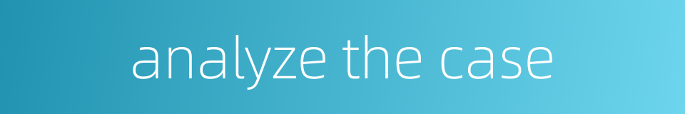analyze the case的同义词
