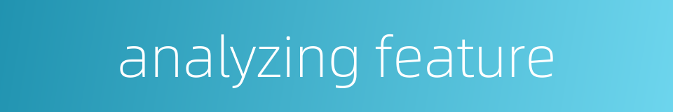 analyzing feature的同义词