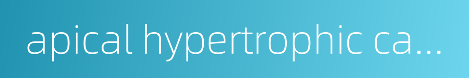apical hypertrophic cardiomyopathy的同义词