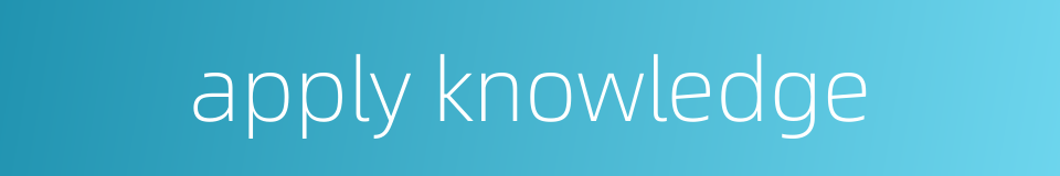 apply knowledge的同义词