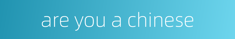 are you a chinese的同义词