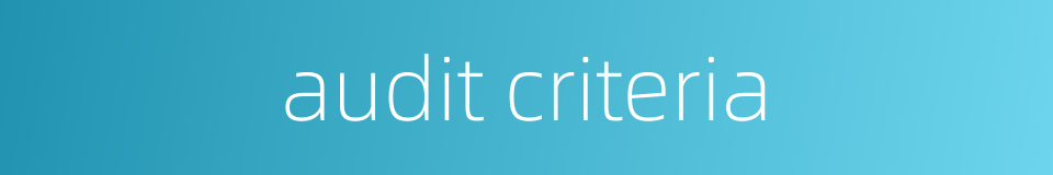 audit criteria的同义词