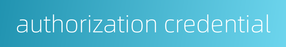 authorization credential的同义词