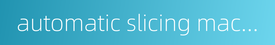 automatic slicing machine的同义词