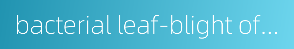 bacterial leaf-blight of rice plants的同义词