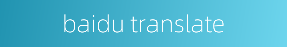 baidu translate的同义词