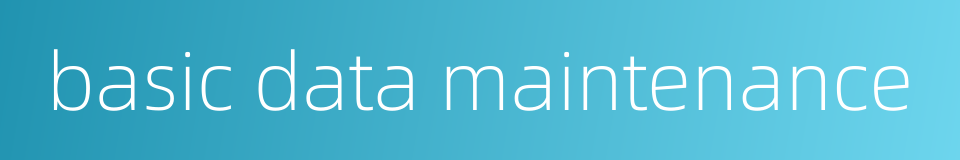basic data maintenance的同义词