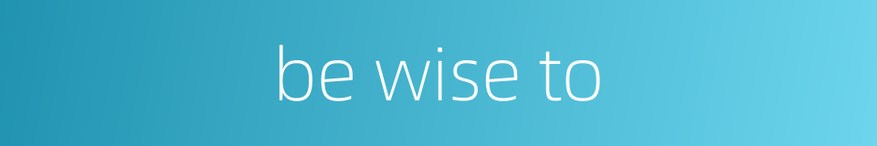 be wise to的同义词
