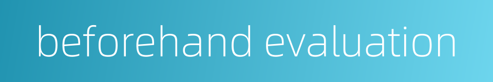 beforehand evaluation的同义词