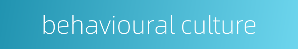 behavioural culture的同义词